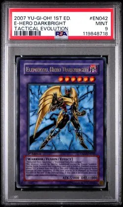 PSA 9 Elemental Hero Darkbright TAEV-EN042 Ultra Rare 1st Edition Yugioh BGS - Image 1