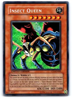 Yugioh Insect Queen CT1-EN005 Secret Rare Limited Edition VTG! LP - Image 1