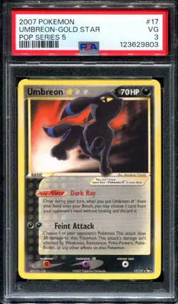 Umbreon Gold Star 17/17 PSA 3 Pop Series 5 Ultra Rare 2007 Pokemon Card - Image 1