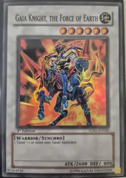 YuGiOh Gaia Knight, the Force of Earth Super Rare 5DS1-EN042 - Image 1
