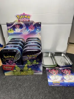 Pokemon Paldean Fates Display Box w/ 11 EMPTY Mini Tins w/ stickers ** No Cards* - Image 2