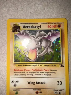 LP-MP Pokemon TCG Aerodactyl Fossil Holo Card 1/62 #3 Light To Moderate Play - Image 3