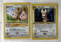 Pokemon Igglybuff Promo 36 & Noctowl 42/111 Neo Genesis Cards Lot - Image 1