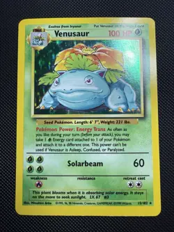 Pokemon TCG Base Set Venusaur Holo Rare Card 15/102 NM - Image 1