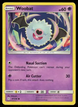 Woobat 87/236 Common Cosmic Eclipse Pokemon Near Mint - Image 1