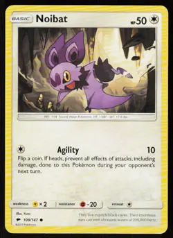 Noibat 109/147 Common Burning Shadows Pokemon Near Mint - Image 1