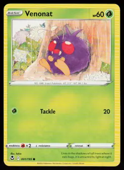 Venonat 001/195 Common Silver Tempest Pokemon Near Mint - Image 1