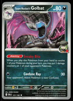 Team Rocket's Golbat 121/182 Uncommon Destined Rivals Pokemon Reverse Holo NM - Image 1
