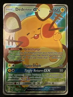 Pokemon TCG Dedenne GX Full Art Ultra Rare Holo Card 195a/214 Unbroken Bonds NM+ - Image 1
