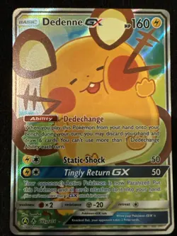 Pokemon TCG Dedenne GX Full Art Ultra Rare Holo Card 195a/214 Unbroken Bonds NM+ - Image 2