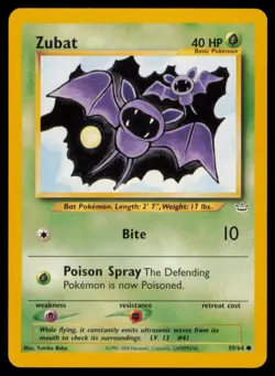 Zubat 59/64 Common Neo Revelation Pokemon Unlimited Near Mint - Image 1