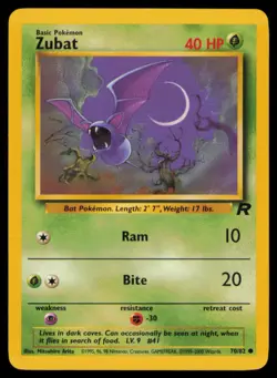 Zubat 70/82 Common Team Rocket Pokemon Unlimited Lightly Played - Image 1