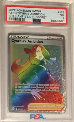 2022 Pokemon Brilliant Stars PSA 7 Cynthia's Ambition Secret Rare Full Art #178 - Image 1
