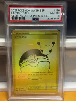Pokemon SWSH Promo 146 Poke Ball Full Art Gold Secret Rare 2021 PSA 8 - Image 1