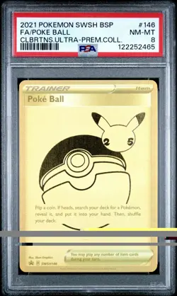 Pokemon SWSH Promo 146 Poke Ball Full Art Gold Secret Rare 2021 PSA 8 - Image 5