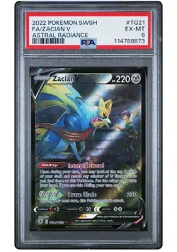 New Slab 2022 PSA 6 FA Zacian V #TG21 Full Art Trainer Pokemon TCG SWSH AR - Image 1