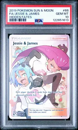 Jessie and James 68/68 Pokemon Hidden Fates Full Art - GEM MT PSA 10 - Image 1