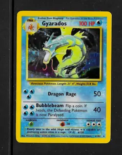 Pokemon Card Gyarados- # 6/102- 100 HP- Stage 1- 1999- Holo - NM - Image 1