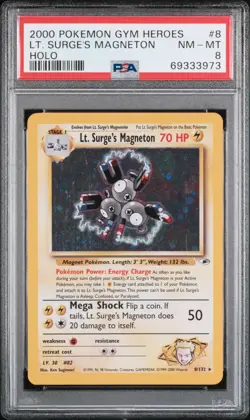 Lt. Surge'S Magneton 8 Holo Pokemon Gym Heroes PSA 8 - Image 1