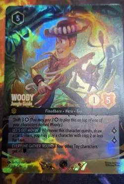 Disney Lorcana Woody Jungle Guide 54/P3 Wilds Unknown Set Champs Foil Promo - Image 2