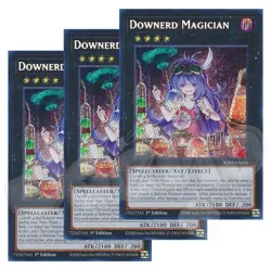 Yugioh - Downerd Magician x 3 - 1st Edition Secret Rare NM - Free Holo Card - Image 1