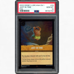 2023 DISNEY LORCANA THE FIRST CHAPTER #29/204 JUST IN TIME FOIL PSA 10 - Image 1