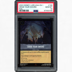 2023 DISNEY LORCANA THE FIRST CHAPTER #198/204 GRAB YOUR SWORD FOIL PSA 10 - Image 1