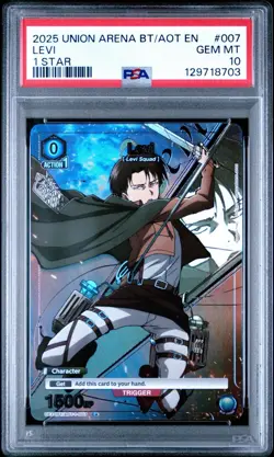 Union Arena TCG Levi Alt Art Holo PSA 10 Gem Mint Attack on Titan - Image 1
