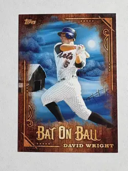 2025 Topps x Bob Ross Joy of Baseball David Wright #BOB-8 Bat On Ball Mets - Image 1