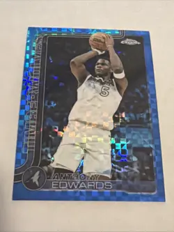 2025-26 Topps Chrome - Anthony Edwards #151 Blue X-Fractor - Image 1