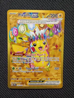 Pokemon TCG Gold Pikachu Holo Card 247/191 Surging Sparks - Image 1