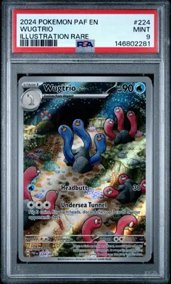 PSA 9 MINT Wugtrio 224/091 Paldean Fates ILLUSTRATION RARE Pokemon Card - Image 1