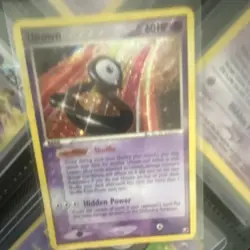 Pokemon TCG Unown B 7/28 Unseen Forces Rare Holo 60 HP Psychic damaged - Image 1