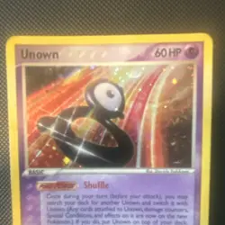 Pokemon TCG Unown B 7/28 Unseen Forces Rare Holo 60 HP Psychic damaged - Image 4