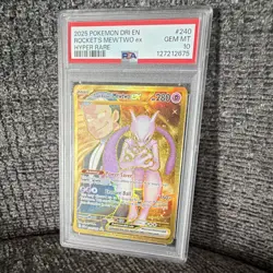 Pokemon Team Rocket's Mewtwo ex 240/182 Destined Rivals Hyper Rare PSA 10 Gold - Image 2