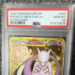 Pokemon Team Rocket's Mewtwo ex 240/182 Destined Rivals Hyper Rare PSA 10 Gold - Image 5
