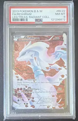 2013 Pokemon TCG Reshiram RC22/RC25 Full Art Holo PSA 8 Radiant Collection - Image 1