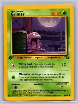 Grimer 48/62 HP Fossil 1st Edition Pokemon - Image 1