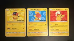 2017 Pokemon TCG Ash's Pikachu Promo Bundle x3 SM111, SM109, SM114 NM - Image 1