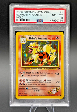 PSA 8 Blaine's Arcanine 1/132 Gym Challenge Holo - Image 1