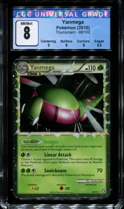 Yanmega Triumphant 98/102 Pokemon Prime Ultra Rare Holo 2010 Foil NM/Mint CGC 8 - Image 1
