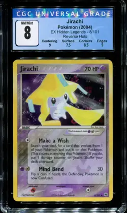 Jirachi ex Hidden Legends 8/101 Pokemon Reverse Holo Rare 2004 Foil CGC 8 - Image 1