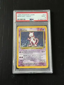 PSA 9 MEWTWO 1999 Pokemon Base Set #10/102 Unlimited Holo Rare - Image 1