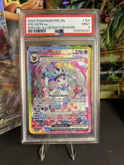 2025 POKEMON PRE EN-PRISMATIC EVOLUTIONS ILLUSTRATION RARE #156 SYLVEON EX PSA 9 - Image 1