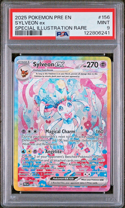 2025 POKEMON PRE EN-PRISMATIC EVOLUTIONS #156 SYLVEON EX PSA 9 - Image 1