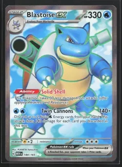 Pokemon Blastoise ex 184/165 Scarlet & Violet 151 Ultra Rare Full Art Holo NM - Image 1