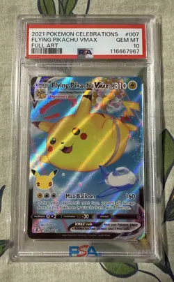 Pokemon 2021 Flying Pikachu VMAX 007/025 Full Art Celebrations GEM MINT PSA 10 - Image 1