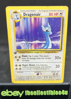 Pokemon Card TCG 1st Edition Dragonair 18/102 Rare HP Vintage WOTC Free Shipping - Image 1
