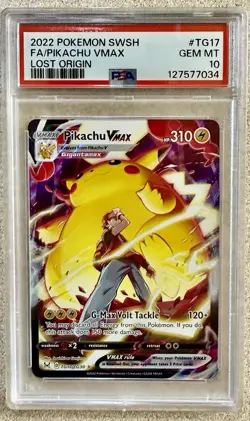 Pokemon TCG Lost Origin Pikachu VMAX Alt Art PSA 10 Gem Mint, TG17/TG30 - Image 1