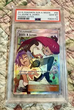 Pokemon TCG 68/68 Hidden Fates Jessie & James Full Art PSA 10 - Image 1